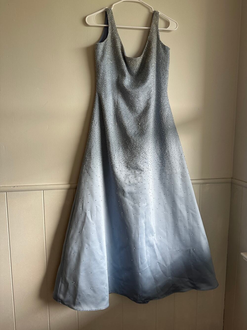 Vintage Victoria Royal Beaded Evening Gown Ombre Periwinkle Blue Prom Dress 8